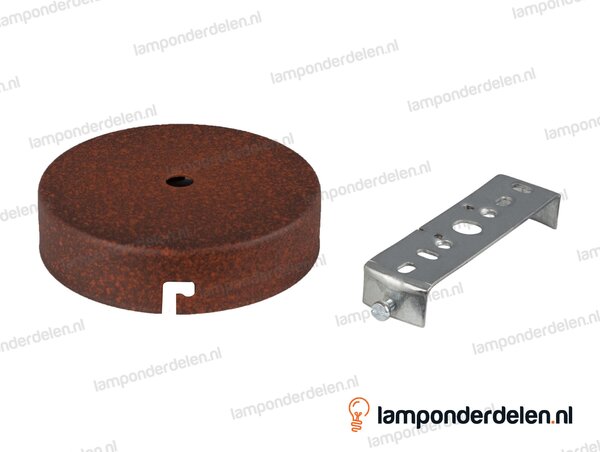 Plafondkap metaal roestkleurig - 10 cm - met plafondkapbeugel