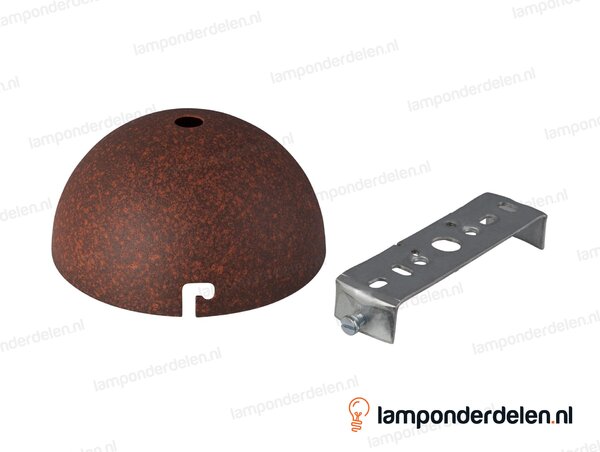 Plafondkap metaal roestkleurig halfrond - 10 cm - met plafondkapbeugel