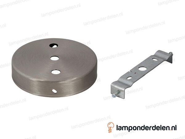 Plafondkap metaal RVS-kleurig - 10 cm - 3 gaten - met plafondkapbeugel