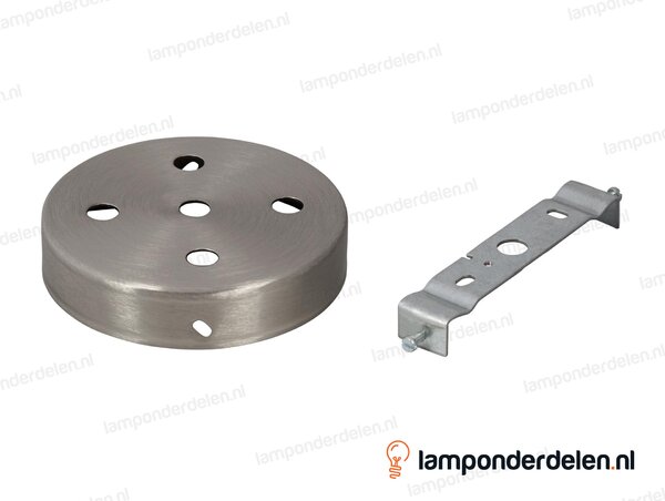 Plafondkap metaal RVS-kleurig - 10 cm - 5 gaten - met plafondkapbeugel