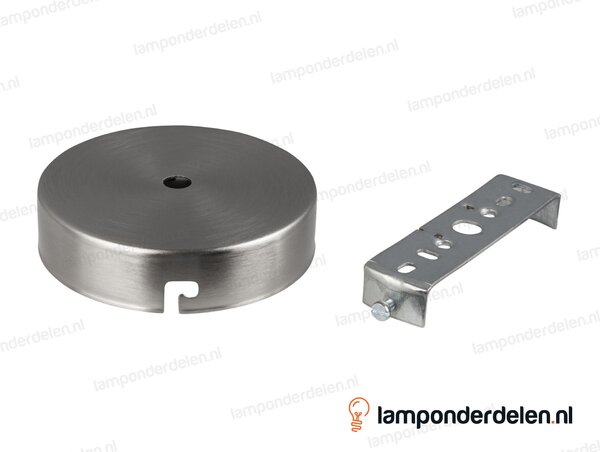 Plafondkap metaal RVS-kleurig - 10 cm - met plafondkapbeugel