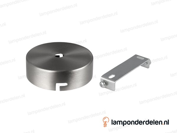 Plafondkap metaal RVS-kleurig - 8 cm - met plafondkapbeugel