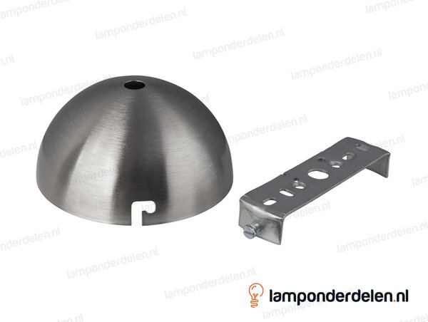 Plafondkap metaal RVS-kleurig halfrond - 10 cm - met plafondkapbeugel