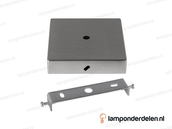 Plafondkap metaal RVS-kleurig vierkant - 11 cm - met plafondkapbeugel