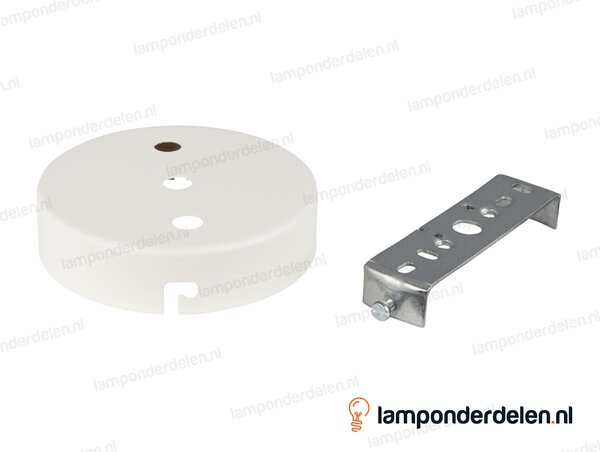 Plafondkap metaal wit - 10 cm - 3 gaten - met plafondkapbeugel