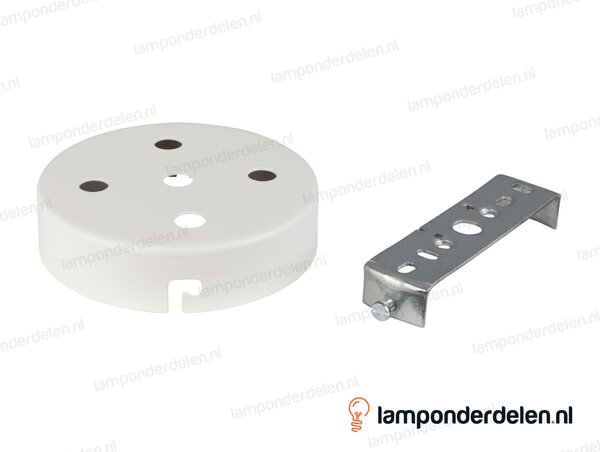 Plafondkap metaal wit - 10 cm - 5 gaten - met plafondkapbeugel