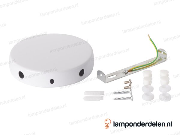 Plafondkap metaal wit - 12 cm - 4 zijgaten - met plafondkapbeugel