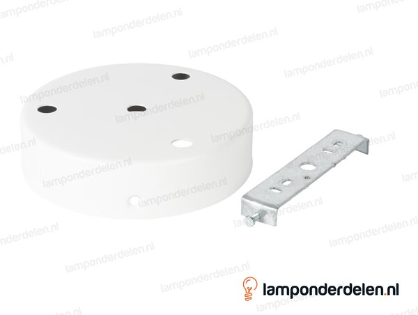 Plafondkap metaal wit - 12,5 cm - 4 gaten - met plafondkapbeugel