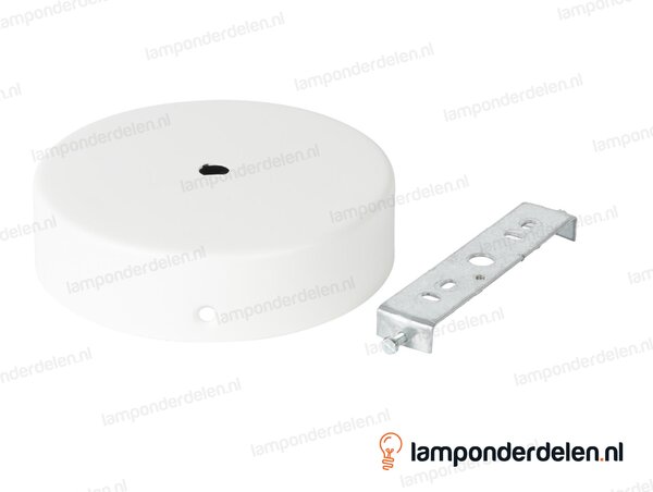 Plafondkap metaal wit - 12,5 cm - met plafondkapbeugel