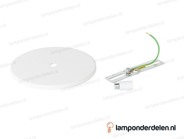 Plafondkap metaal wit extra plat - 12,6 cm - met plafondkapbeugel