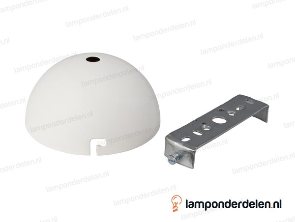 Plafondkap metaal wit halfrond - 10 cm - met plafondkapbeugel