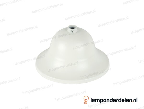 Plafondkap metaal wit kelk met stelring - 11 cm - gat 10,5 mm