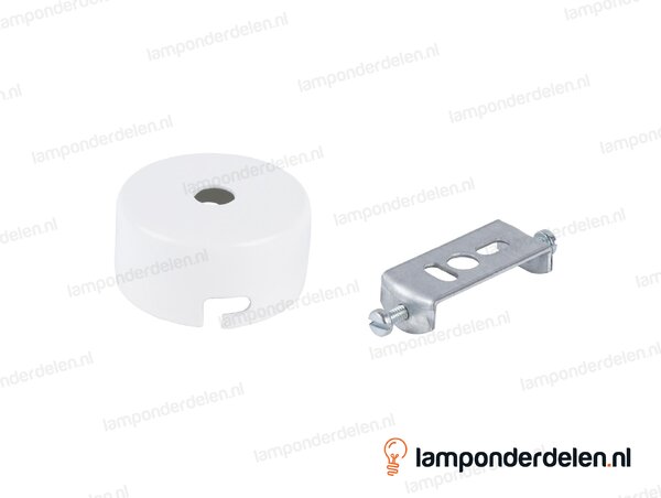 Plafondkap metaal wit klein - 4,8 cm - met plafondkapbeugel