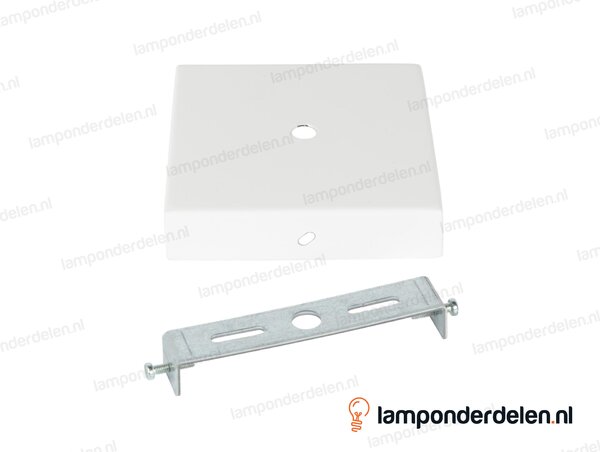 Plafondkap metaal wit vierkant - 11 cm - met plafondkapbeugel