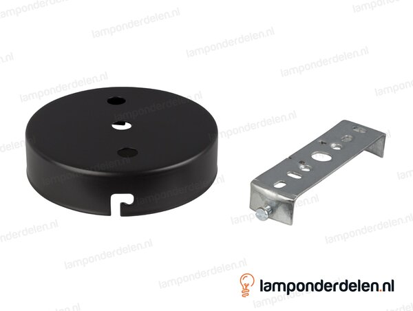 Plafondkap metaal zwart - 10 cm - 3 gaten - met plafondkapbeugel