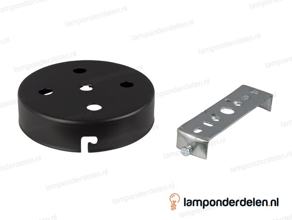Plafondkap metaal zwart - 10 cm - 5 gaten - met plafondkapbeugel
