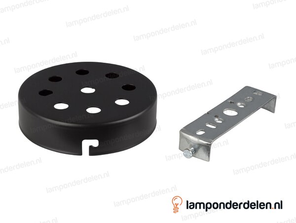 Plafondkap metaal zwart - 10 cm - 9 gaten - met plafondkapbeugel