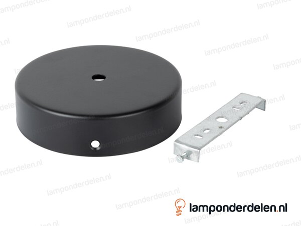 Plafondkap metaal zwart - 12,5 cm - met plafondkapbeugel