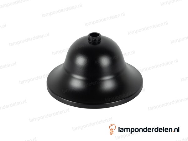 Plafondkap metaal zwart kelk met stelring - 11 cm - gat 10,5 mm