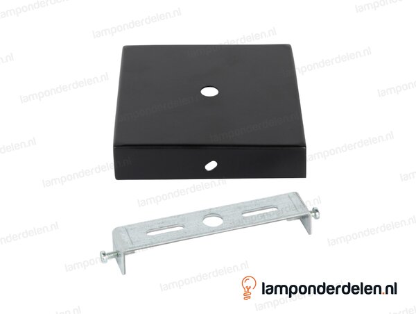Plafondkap metaal zwart vierkant - 11 cm - met plafondkapbeugel