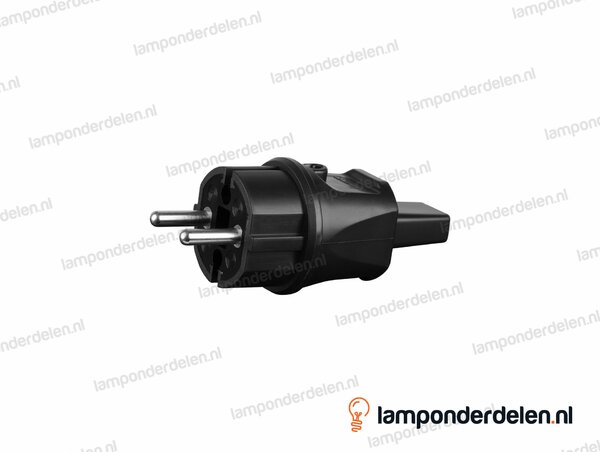 Prikkabel begin stekker PVC zwart