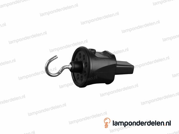 Prikkabel eindstuk PVC zwart met ophanghaak