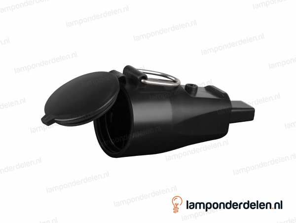 Prikkabel koppel contra stekker PVC zwart met ophangoog