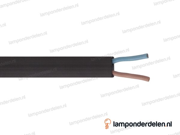Prikkabel rubber zwart plat - 2 x 1,50 mm²