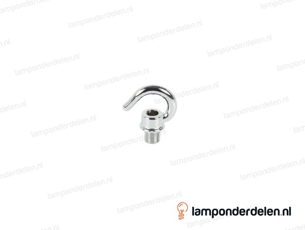 Ringnippel messing chroomkleurig met haak - 33 mm - buitendraad M10x1
