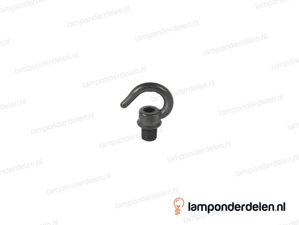 Ringnippel messing donkerbronskleurig met haak - 33 mm - buitendraad M10x1