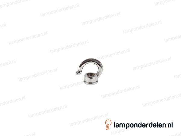Ringnippel metaal chroomkleurig met haak - 25 mm - binnendraad M10x1