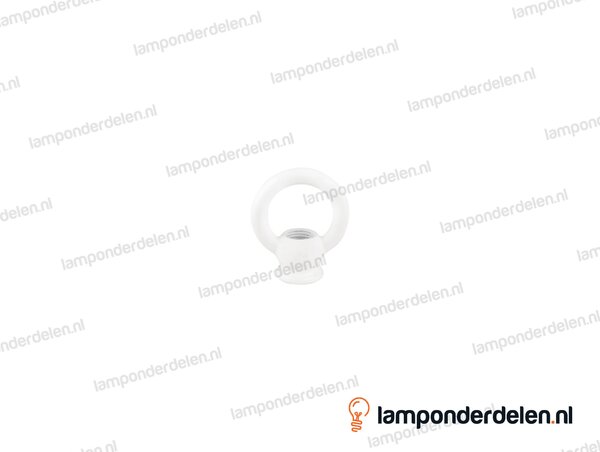 Ringnippel metaal wit - 30 mm - binnendraad M10x1