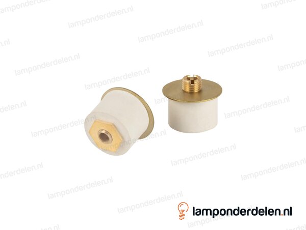 Rubberen fles stop met afdekplaat messingkleurig - voor opening van 29 - 32 mm - buitendraad M10x1
