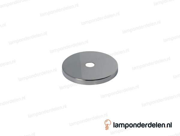Sierafdekplaat metaal chroomkleurig glad - 6 cm - gat 10,5 mm