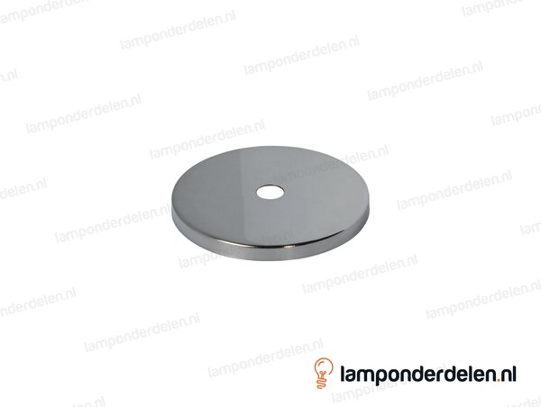 Sierafdekplaat metaal chroomkleurig glad - 7 cm - gat 10,5 mm