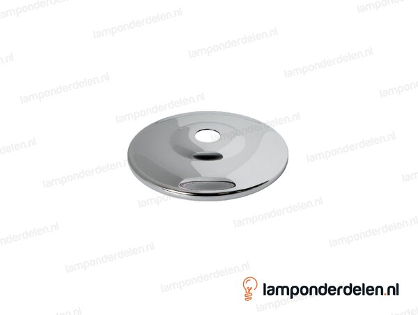 Sierafdekplaat metaal chroomkleurig rozet - 6,5 cm - gat 10,5 mm