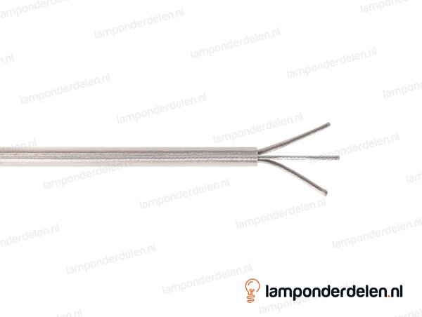 Snoer transparant rond met extra staalkabel voor ophanging - 2 x 0,75 mm²