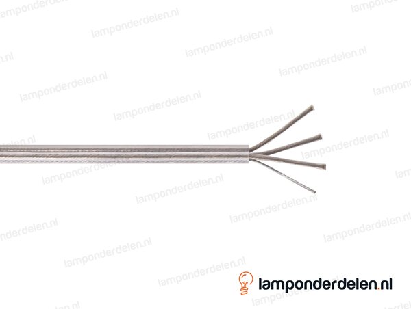 Snoer transparant rond met extra staalkabel voor ophanging - 3 x 0,75 mm²
