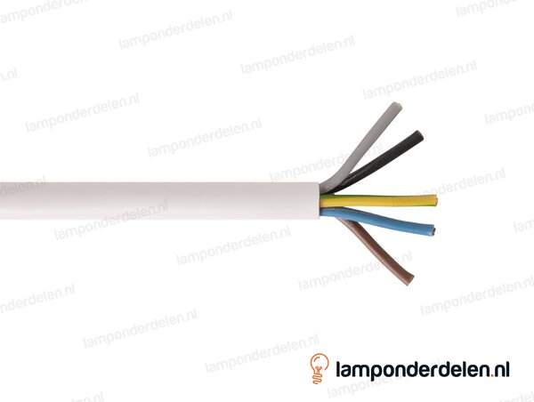 Snoer wit rond - 5 x 1 mm²