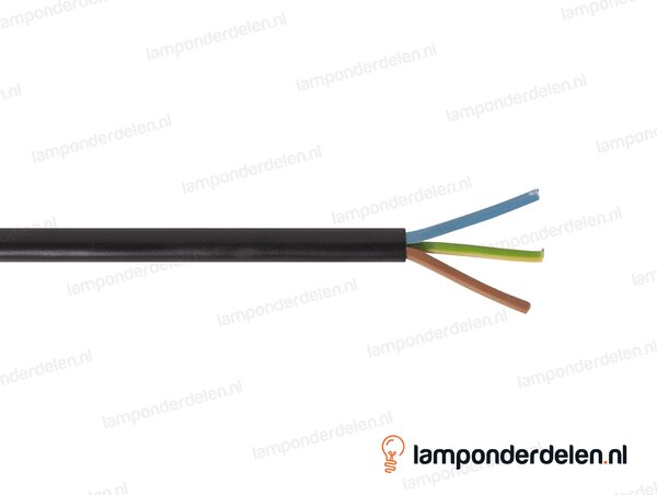 Snoer zwart rond - 3 x 0,75 mm²