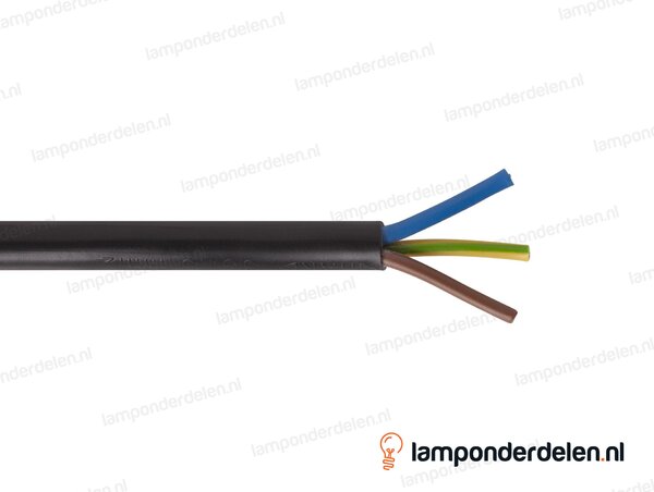 Snoer zwart rond - 3 x 1,5 mm²