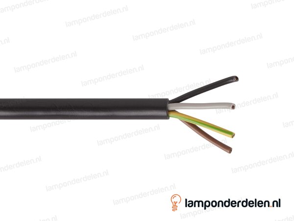 Snoer zwart rond - 4 x 1 mm²