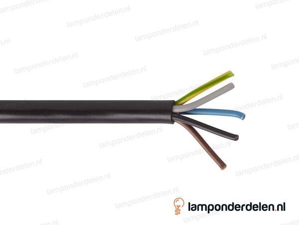 Snoer zwart rond - 5 x 1 mm²