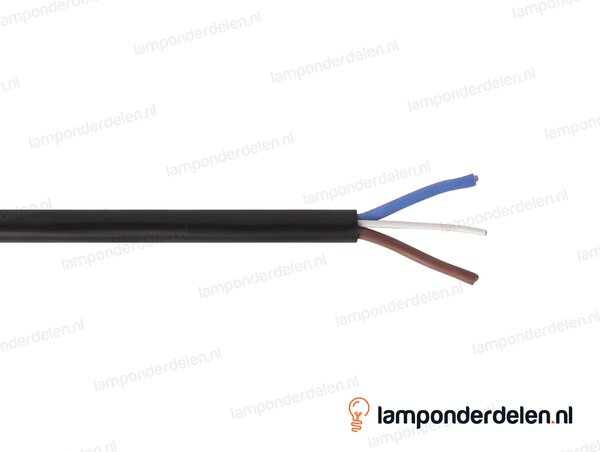 Snoer zwart rond met extra staalkabel voor ophanging - 2 x 0,75 mm²