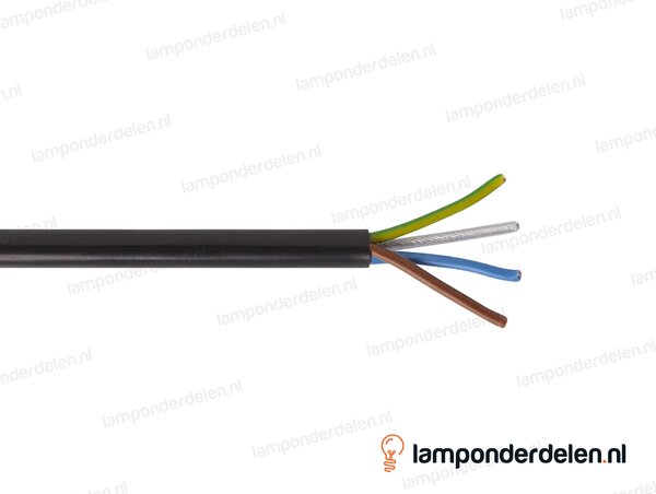 Snoer zwart rond met extra staalkabel voor ophanging - 3 x 0,75 mm²
