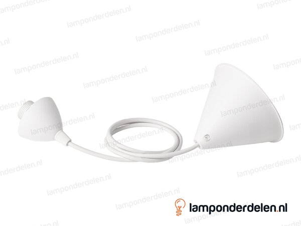 Snoerpendel kunststof wit met fitting E14 - lengte 120 cm