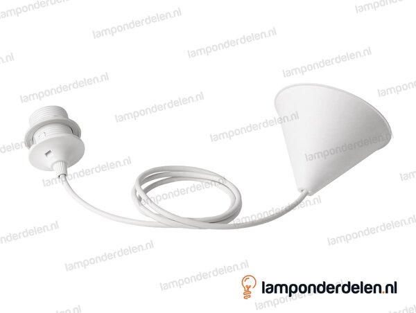 Snoerpendel kunststof wit met fitting E27 - lengte 140 cm