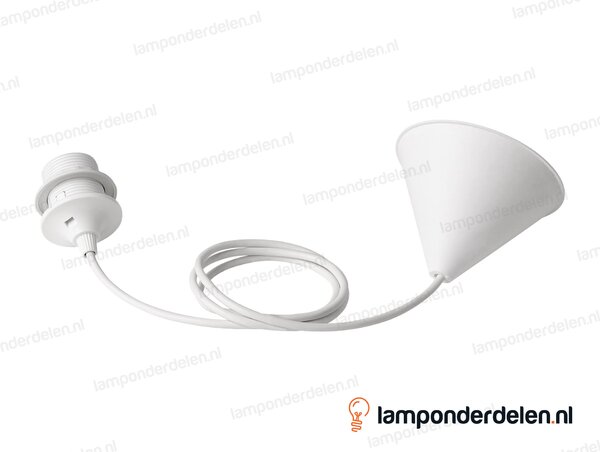 Snoerpendel kunststof wit met fitting E27 - lengte 140 cm