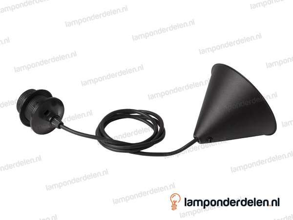 Snoerpendel kunststof zwart met fitting E27 - lengte 140 cm