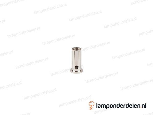 Staalkabel bevestigingsbus messing nikkelkleurig - gat voor staalkabel - binnendraad M10x1 - bevestigingsgat 5 mm Staalkabel bevestigingsbus messing nikkelkleurig - gat voor staalkabel - binnendraad M10x1 - bevestigingsgat 5 mm